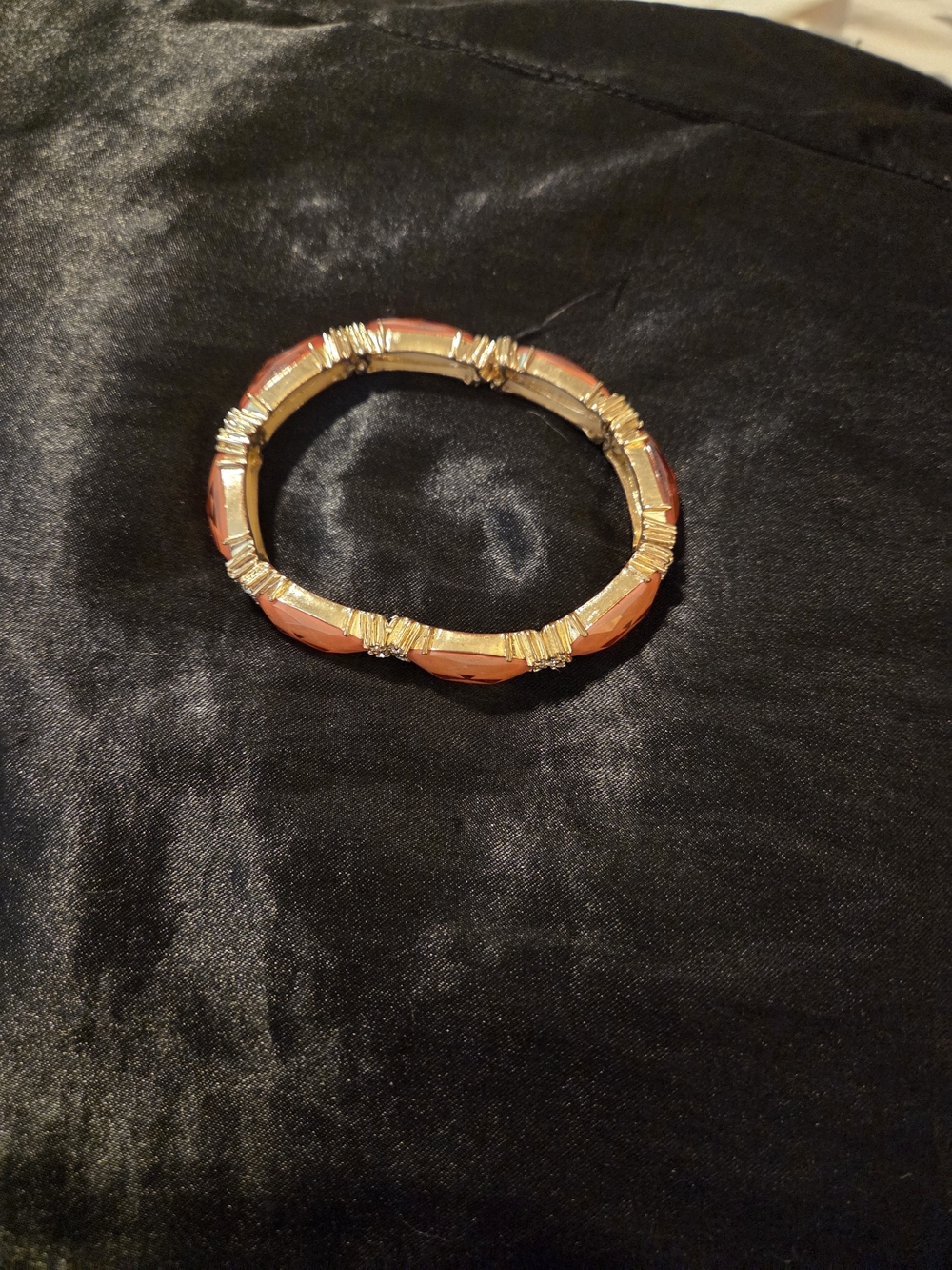 Gold-Tone Orange Faceted Stretch Bangle Bracelet